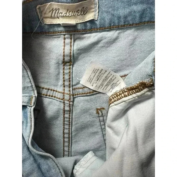 Madewell High Rise Denim Shorts Distressed Hem Stretch Denim Light Wash size 25 - Picture 6 of 8